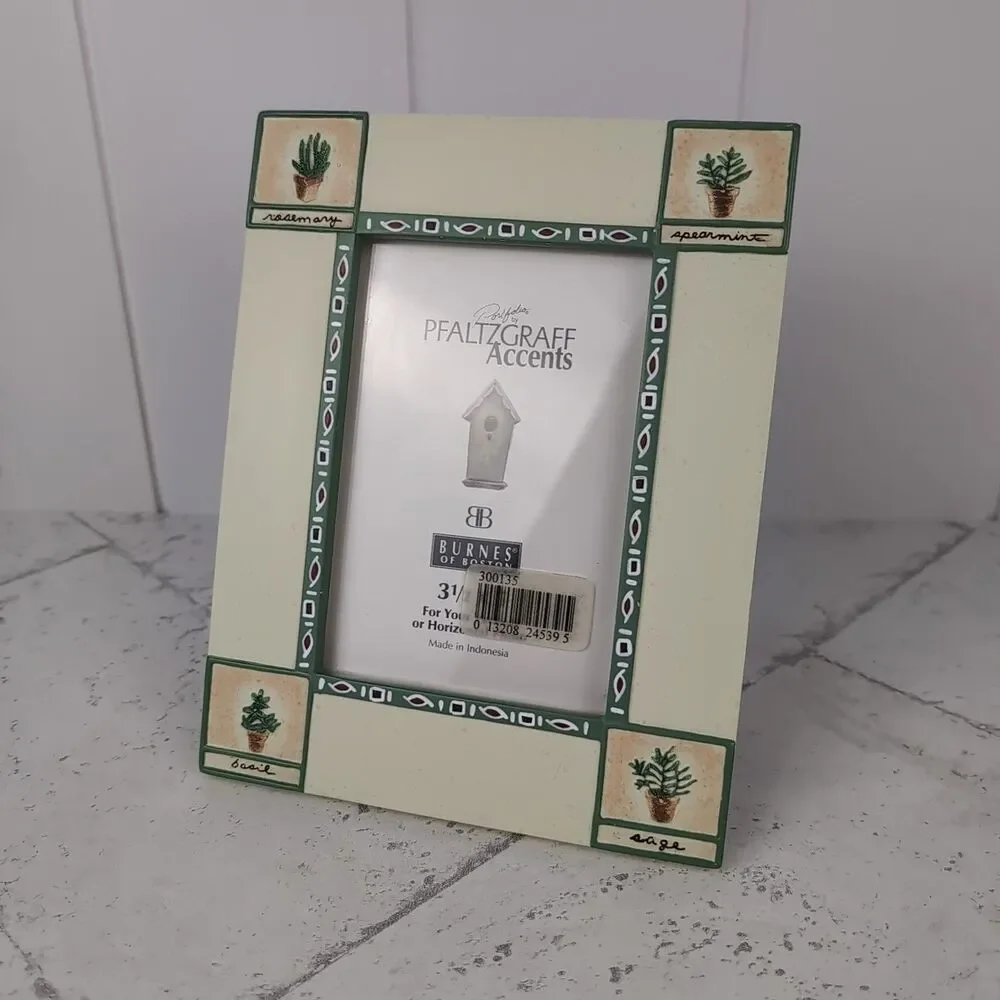 Naturewood by Pfaltzgraff Accents Photo Frame Stoneware Beige Green NOS